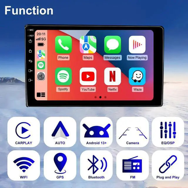 Alt view image 2 of 7 - 4G+64G Android Car Radio for Toyota Tacoma 2005-2015, 9 Inch Tacoma Stereo Upgrade Support Wireless Carplay Android Auto, Touch Screen Head Unit with GPS Navigation BT Backup Camera FM DSP SWC 5GWiFi