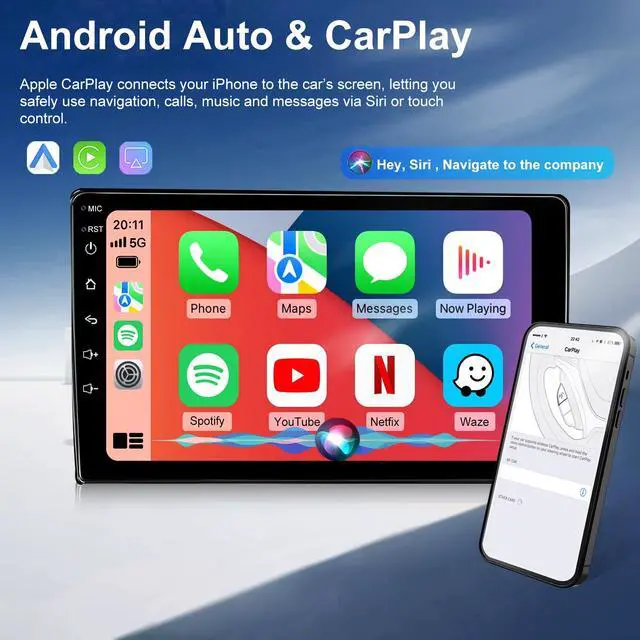Alt view image 3 of 7 - 4G+64G Android Car Radio for Toyota Tacoma 2005-2015, 9 Inch Tacoma Stereo Upgrade Support Wireless Carplay Android Auto, Touch Screen Head Unit with GPS Navigation BT Backup Camera FM DSP SWC 5GWiFi