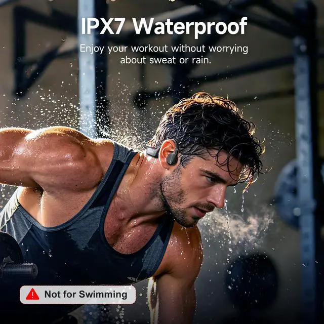 Alt view image 4 of 7 - Bone Conduction Headphones Bluetooth 6.1 Open Ear IPX7 Waterproof | IPX7 Waterproof Design With 10H Playtime, Built-In Mic, Lightweight Fit For Running, Workouts, Gym And Outdoor Activities