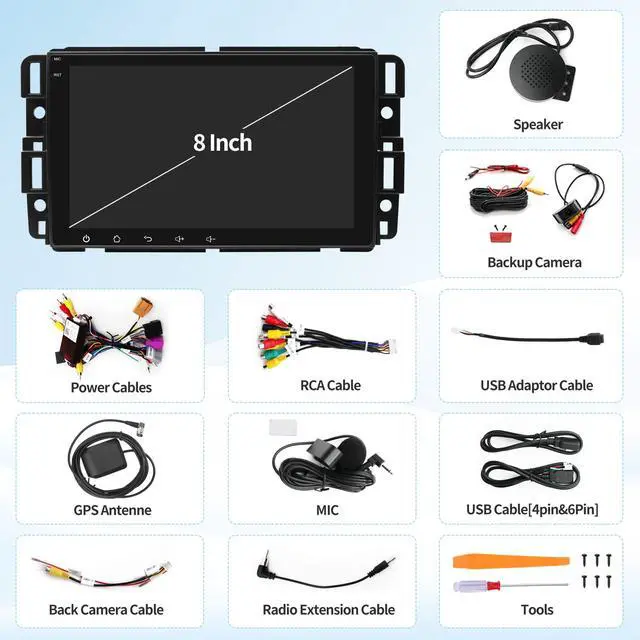 Alt view image 7 of 7 - Car Radio for GMC Sierra Yukon Chevrolet Buick Chevy Silverado, CarPlay