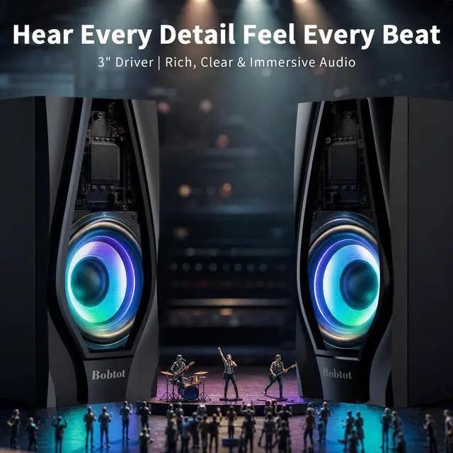 Alt view image 4 of 7 - Surround Sound Systems Home Theater System,1200 Watts Peak Power | 10" Subwoofer, 5.1/2.1 Wired Audio Stereo Speakers, Strong Bass, Karaoke Function, with ARC Optical AUX Bluetooth Input