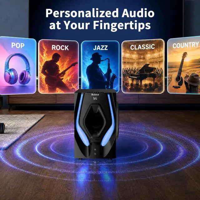 Alt view image 6 of 7 - Surround Sound Systems Home Theater System,1200 Watts Peak Power | 10" Subwoofer, 5.1/2.1 Wired Audio Stereo Speakers, Strong Bass, Karaoke Function, with ARC Optical AUX Bluetooth Input