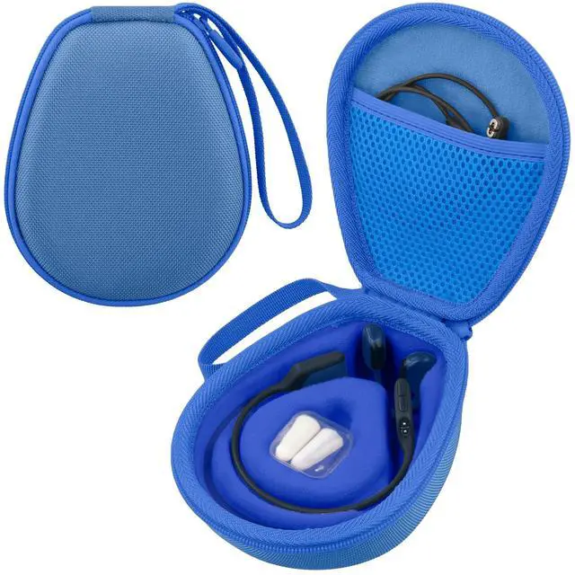 Main image of Hard Case for SHOKZ OpenRun Pro 2/1/Mini,OpenMove,OpenSwim, Blue | Compatible with All Dual-Size SHOKZ Open-Ear Bone Conduction Sport Headphones, Standard And Mini Fit, Custom-Molded Insert