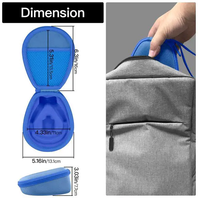 Alt view image 6 of 7 - Hard Case for SHOKZ OpenRun Pro 2/1/Mini,OpenMove,OpenSwim, Blue | Compatible with All Dual-Size SHOKZ Open-Ear Bone Conduction Sport Headphones, Standard And Mini Fit, Custom-Molded Insert