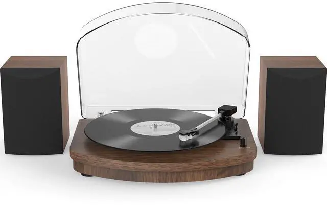 Main image of Vinyl Record Player with External Speakers AT-3600L Cartridge | Belt Drive Turntable, Wireless Bluetooth Playback, Dual Stereo Speakers, 3 Speed, RCA Out, Vintage Vinyl Player