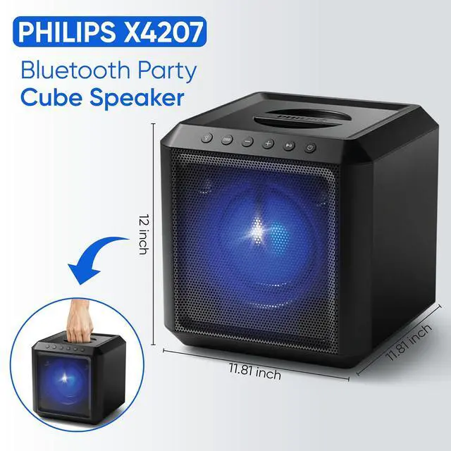 Alt view image 6 of 7 - X4207 Bluetooth Party Speaker,100W Wireless Cube Speaker with Powerful Sound and Deep Bass, Supports USB/AUX/TWS, Mic Input and Vibrant Party Lights for an Immersive Experience
