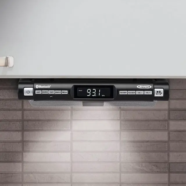 Alt view image 3 of 5 - ® Under Cabinet Kitchen Bluetooth Home Music System - Clock FM Radio - Includes Mounting Hardware - Black Edition