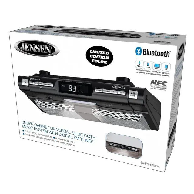 Alt view image 4 of 5 - ® Under Cabinet Kitchen Bluetooth Home Music System - Clock FM Radio - Includes Mounting Hardware - Black Edition