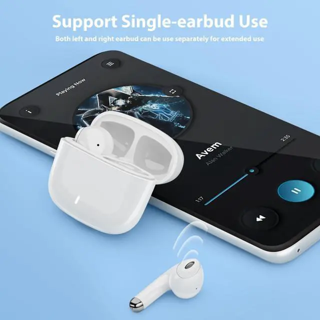 Alt view image 5 of 7 - Wireless Earbuds for Samsung S25 Ultra S26 S24 S23 Fe S22+, White | 5.3 Bluetooth Earbuds Ear Bud with Mic Touch HiFi Stereo Wireless Headphone for iPhone 17 Air 16 15 Pro Max 14 Plus/Pixel 10