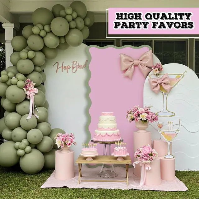 Alt view image 4 of 7 - 6ft A Tini Bit Older Birthday Decorations Pink Martini Party Backdrop Birthday Party Background Decor for Women Bar Wedding Bachelorette Bridal Shower Supplies