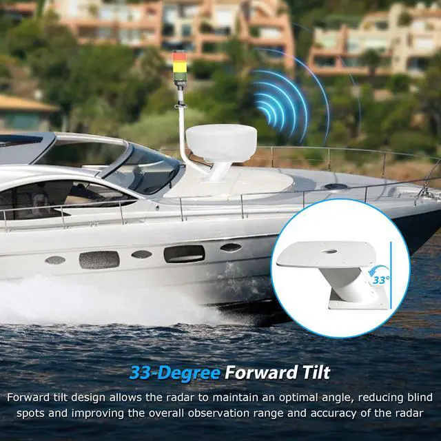 Alt view image 3 of 6 - 6" Forward-Leaning Radar Mount Fit for APT-F-150-01 | With Aluminum Central Light Bar, Compatible with Garmin Raymarine Simrad Radomes, Aluminum