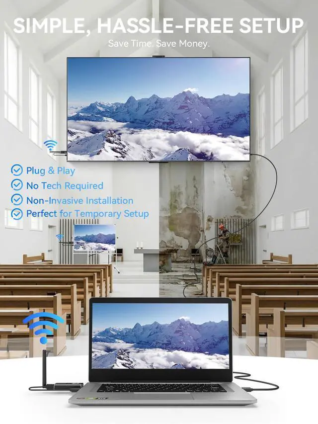 Alt view image 6 of 7 - Wireless HDMI Transmitter and Receiver Kit, 1 Transmitter + 4 Receivers 4K Input to 1080P HD Output for Video and Audio, 492FT Long-Lasting Portable Plug & Play for PC/Projector/TV Box/Laptop