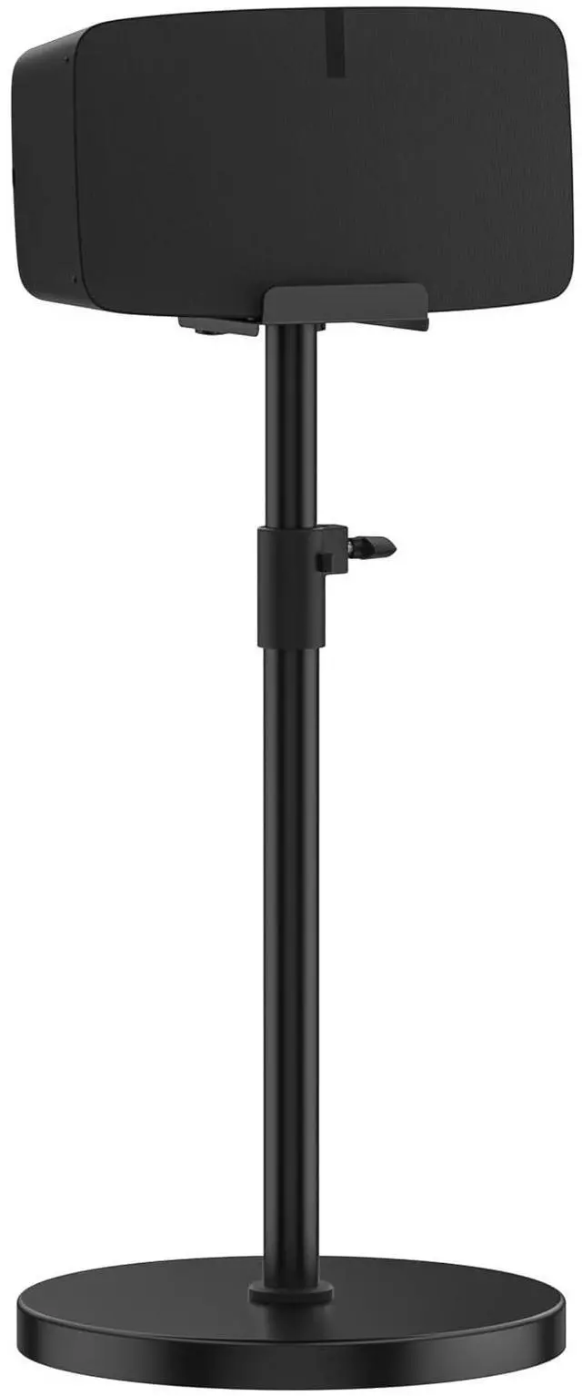 Main image of Height Adjustable Floor Speaker Stand for Sonos Five & Play:5, Vertical or Horizontal Placement, Metal Sonos 5 Speaker Stand with Cable Management (Black, 1 Pack)