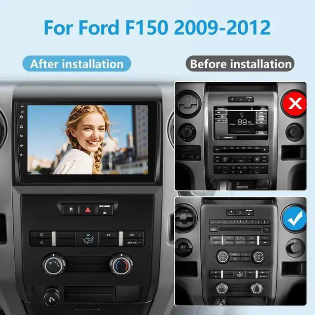 Alt view image 2 of 7 - Car Radio Stereo for Ford F150 2009-2012 CarPlay/Android Auto | 5G WiFi 9" HD IPS Touch Display Support GPS DSP RDS,Upgrade Bluetooth 5.0 AM/FM with Backup Camera 2GB RAM 32GB ROM
