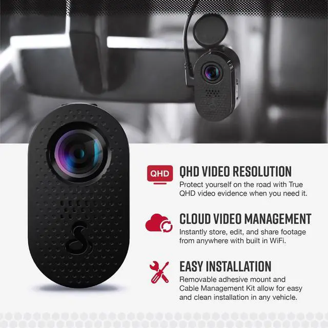 Alt view image 3 of 7 - Discreet Dash Cam (SC120), QHD 1440P Video Resolution, Built-in WiFi | Night Vision, Continuous Recording, Compact Design, 16 GB SD Card Included