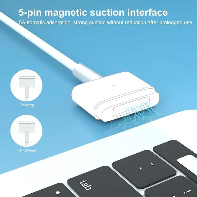 Alt view image 2 of 6 - 45W Charger A1436 A1466 A1465 MacBook Air Mag2 T-Tip 14.85V | Compatible with 11 inch and 13 inch, After Mid 2012, Applicable to 2012-2017, AC Power Adapter