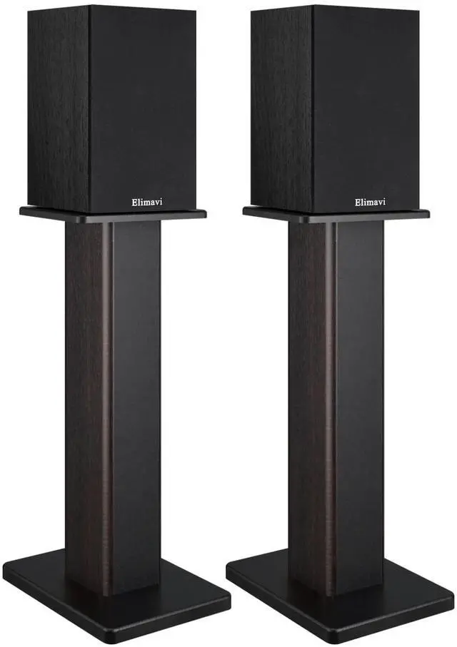 Main image of 22.64" Universal Floor Speaker Stands Pair, 150 lb Capacity, Black | Non-Slip Pads and Cable Ties, Easy Assembly for Bookshelf, Satellite and Studio Monitor Speakers