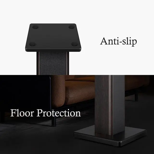 Alt view image 4 of 7 - 22.64" Universal Floor Speaker Stands Pair, 150 lb Capacity, Black | Non-Slip Pads and Cable Ties, Easy Assembly for Bookshelf, Satellite and Studio Monitor Speakers