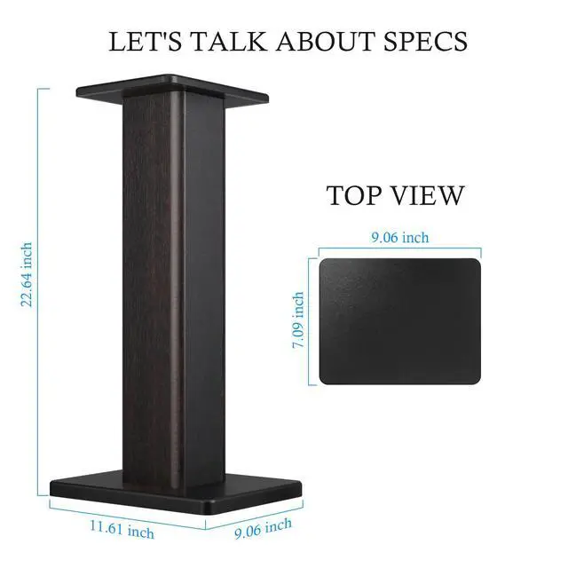 Alt view image 7 of 7 - 22.64" Universal Floor Speaker Stands Pair, 150 lb Capacity, Black | Non-Slip Pads and Cable Ties, Easy Assembly for Bookshelf, Satellite and Studio Monitor Speakers