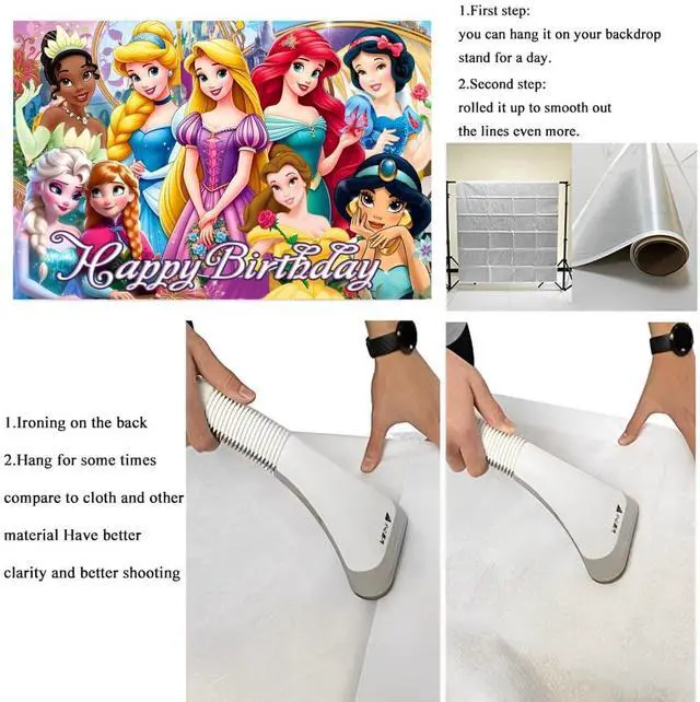Alt view image 4 of 4 - Princess Wall Decor Backdrop for Princess Themed Birthday Decorations, Green Polyester Banner for Birthday Party Supplies (5x3ft)