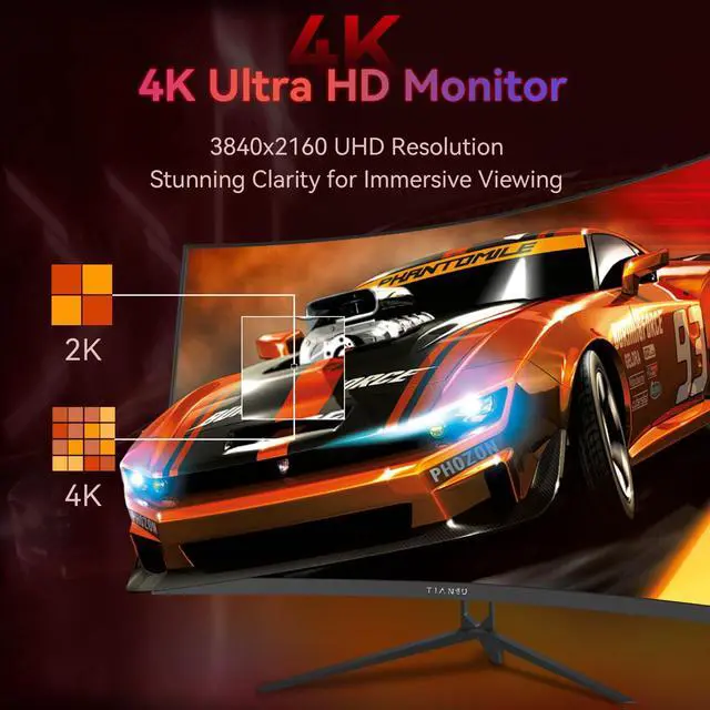 Alt view image 2 of 7 - 32" 4K 160Hz Curved Gaming Monitor,1ms FreeSync,95% DCI-P3,HDMI2.1,VESA | UHD 125% sRGB 1500R Curvature Factory Calibration Dual Stereo Speakers DP 1.4 VESA Zero stutter for gaming and office