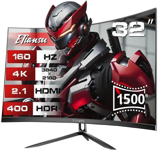 Main image of 32" 4K 160Hz Curved Gaming Monitor,1ms FreeSync,95% DCI-P3,HDMI2.1,VESA | UHD 125% sRGB 1500R Curvature Factory Calibration Dual Stereo Speakers DP 1.4 VESA Zero stutter for gaming and office