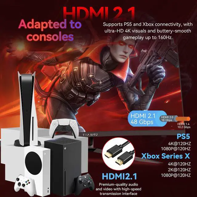 Alt view image 5 of 7 - 32" 4K 160Hz Curved Gaming Monitor,1ms FreeSync,95% DCI-P3,HDMI2.1,VESA | UHD 125% sRGB 1500R Curvature Factory Calibration Dual Stereo Speakers DP 1.4 VESA Zero stutter for gaming and office