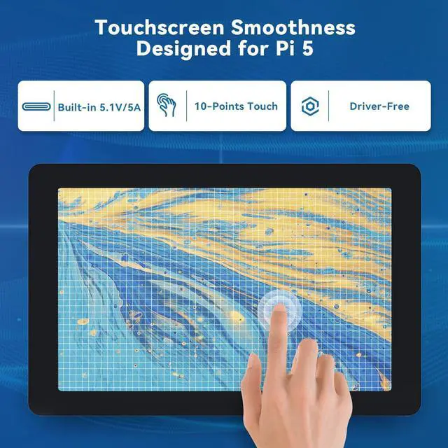 Alt view image 3 of 7 - Latest 10 Inch DIY Touch Screen All-in-One Solution for Raspberry Pi 5, IPS HD 1280x800 LCD, Built-in 5.1V/5A Output, HDMI, 10-Point, No Driver, Speakers, for RPi 5/4/3/Zero 2W