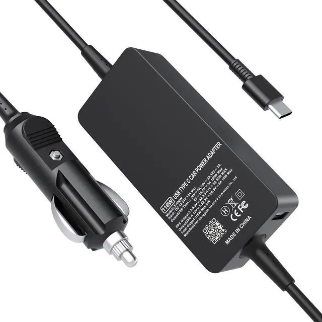 Main image of 100W Laptop Car Charger USB-C for Dell/Lenovo/LG/HP/Samsung/MacBook Pro/Air | For Latitude/XPS/Precision,ThinkPad/Yoga,Spectre/Elitebook,Chromebook,Galaxy,Car Charger USB C For Computer