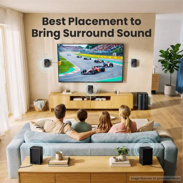 Alt view image 3 of 7 - Surround Sound Systems Home Theater System, 6.5" Subwoofer | 800 Watts Peak Power 5.1 Wired Stereo Speakers Strong Bass with ARC Optical Coaxial AUX Bluetooth Karaoke Input
