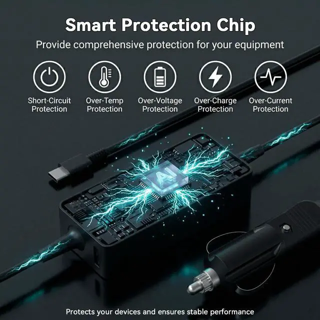 Alt view image 4 of 7 - 100W Laptop Car Charger USB-C for Dell/Lenovo/LG/HP/Samsung/MacBook Pro/Air | For Latitude/XPS/Precision,ThinkPad/Yoga,Spectre/Elitebook,Chromebook,Galaxy,Car Charger USB C For Computer