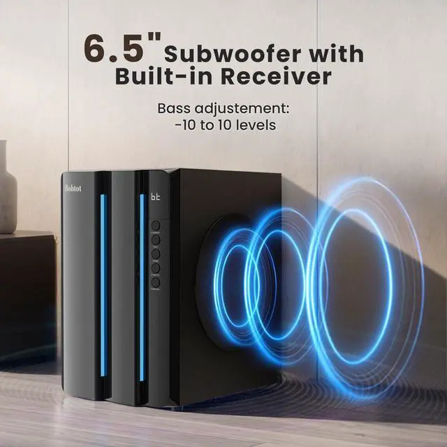 Alt view image 4 of 7 - Surround Sound Systems Home Theater System, 6.5" Subwoofer | 800 Watts Peak Power 5.1 Wired Stereo Speakers Strong Bass with ARC Optical Coaxial AUX Bluetooth Karaoke Input