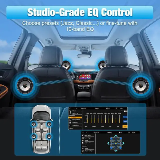 Alt view image 5 of 7 - Single Din Radio Car Stereo with Apple CarPlay & Android Auto, 6.28 Inch HD Touch CarPlay Screen, Backup Cam,Bluetooth, MP5,USB Type-C, SWC, EQ, FM Radio (with External Mic)