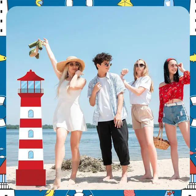 Alt view image 7 of 7 - 5.25 FT Lighthouse Cardboard Cutout for Coastal Nautical Party Outdoor | Let Your Light Shine VBS Decorations Nautical Party Cardboard Cutouts Stand up Lighthouse Photo Booth Backdrop