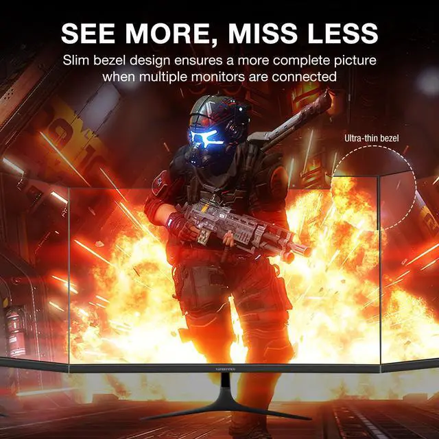 Alt view image 7 of 7 - 27 inch 1440P Gaming Monitor, 200Hz/144Hz Fast IPS 2K Computer Monitor with Speaker, Free-Sync & G-SYNC, 125% sRGB, HDR10, HDMI x2, DisplayPort x2, Compatible with Switch/Xbox/PS5, VESA Mountable