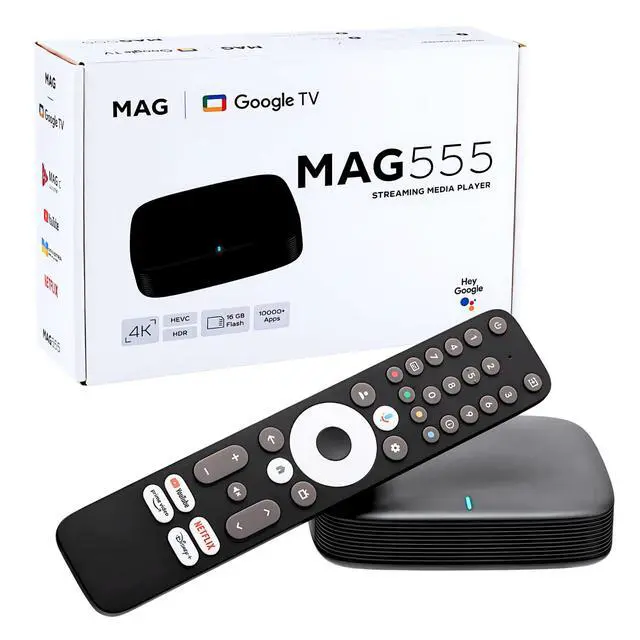 Main image of MAG555 4K Streaming Media Player Google TV OS, Dual-Band Wi-Fi, 4K HDR, Voice-Control Remote Hardware Device Only
