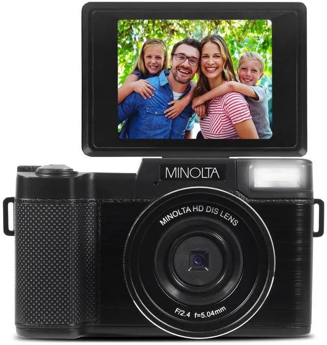 Alt view image 4 of 7 - 30MP Digital Camera 2.7K Ultra HD Video, 3-inch 180° LCD Screen, Face Detection, Anti-Shake, 9 Scene Modes, Photo Burst, Panorama, CMOS Sensor, 32GB Card (Black)