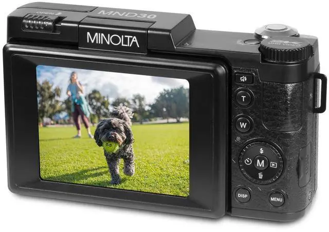 Alt view image 7 of 7 - 30MP Digital Camera 2.7K Ultra HD Video, 3-inch 180° LCD Screen, Face Detection, Anti-Shake, 9 Scene Modes, Photo Burst, Panorama, CMOS Sensor, 32GB Card (Black)