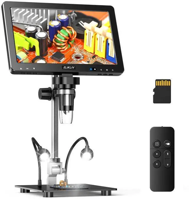 Main image of EDM9 Max Digital Coin Microscope with Light, 10" IPS TV/PC Display | 20MP UHD, Camera & Video, 1500X LED Full Lighting View, 12.6" Bracket & Large Base, For Coin Collector & Soldering Repair