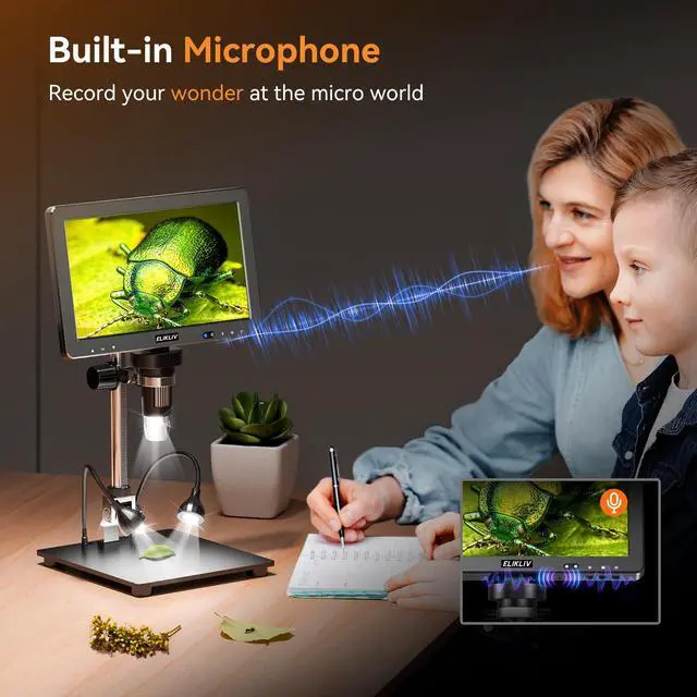 Alt view image 5 of 7 - EDM9 Max Digital Coin Microscope with Light, 10" IPS TV/PC Display | 20MP UHD, Camera & Video, 1500X LED Full Lighting View, 12.6" Bracket & Large Base, For Coin Collector & Soldering Repair