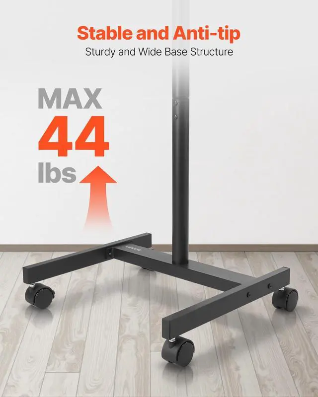 Alt view image 4 of 7 - Rolling TV Stand, Mobile TV Cart for 17-55 Inch Screens, Portrait to Landscape, Portable TV Stand with Wheels Holds up to 44 lbs for Living Room, Bedroom, Office, Outdoor, Max VESA 200x200mm