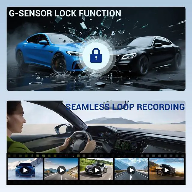 Alt view image 6 of 7 - 4K Rear View Mirror Camera, 10" Mirror Dash Cam Front and Rear | Free 64GB Card, Full Touch Screen with 1080P Backup Camera for Car with Reverse Assist,WiFi,APP,Night Vision,Parking Monitor