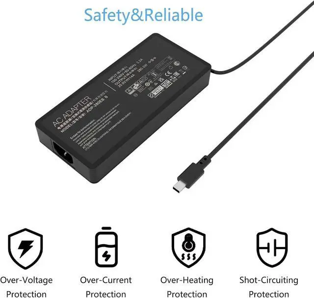 Alt view image 4 of 7 - 280W 20V 14A Rectangle Connector Charger A22-280P1B ADP-280EB F Compatible with Asus Strix G18 G16 G815 G615 G815LP G815JPR G615LP G615JPR G615LR G815LR G615LW G815LM G615LM Gaming Laptop Adapter