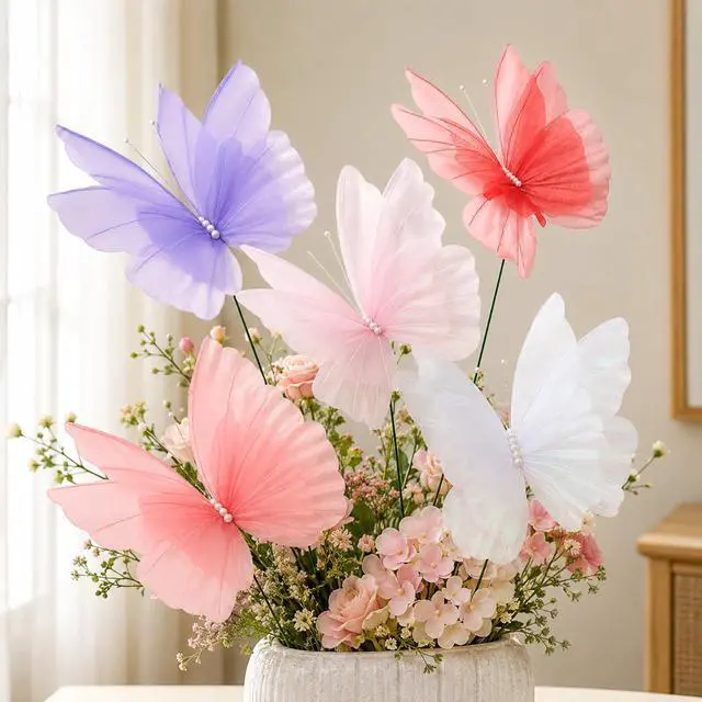 Alt view image 6 of 6 - Giant Butterfly Decorations 3PCS, 20" Big Butterfly Decorations Party Giant, Large Butterflies Decor for Valentines Day, Wedding, Birthday, Banquet Decor (White)