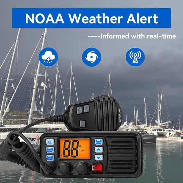 Alt view image 5 of 7 - RM20 25W Fixed Mount Marine Radio, IP67 Built-in GPS DSC Loud Audio | Offshore Fishermen, Charter Boat Captains, 110dB Speaker, NOAA Weather Alert, 88 Global Channels, Vibration Drainage, 3-Watch