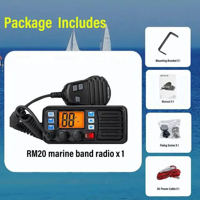 Alt view image 7 of 7 - RM20 25W Fixed Mount Marine Radio, IP67 Built-in GPS DSC Loud Audio | Offshore Fishermen, Charter Boat Captains, 110dB Speaker, NOAA Weather Alert, 88 Global Channels, Vibration Drainage, 3-Watch