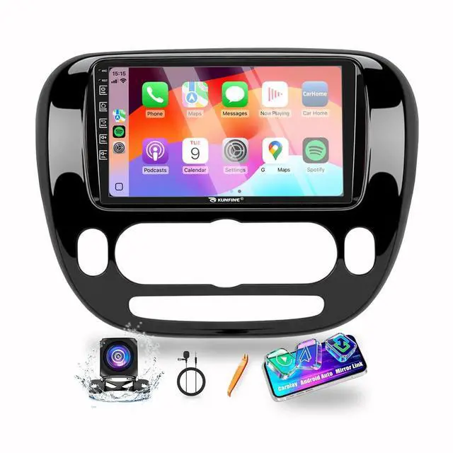 Main image of for Kia Soul 2014-2019 Manual AC Car CarPlay Android Auto Navigation Stereo GPS Radio Reverse Camera Display 9" IPS Touchscreen Headunit Tablet Pad Media Player, if Applicable Quad Core 2G+64G