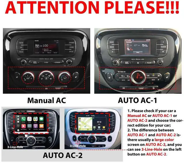 Alt view image 2 of 7 - for Kia Soul 2014-2019 Manual AC Car CarPlay Android Auto Navigation Stereo GPS Radio Reverse Camera Display 9" IPS Touchscreen Headunit Tablet Pad Media Player, if Applicable Quad Core 2G+64G
