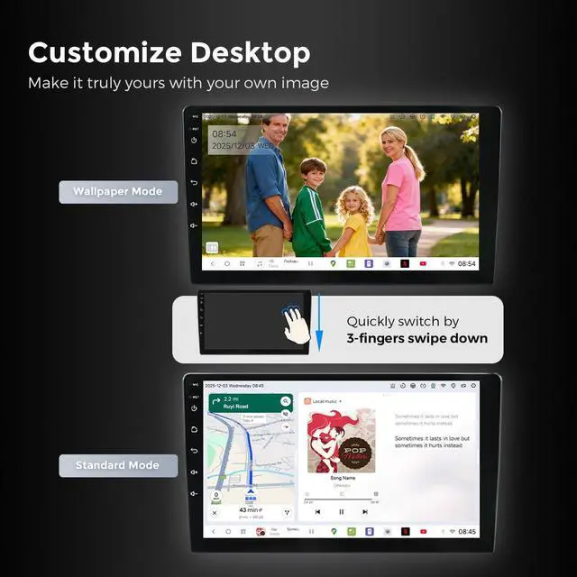 Alt view image 4 of 7 - DUDUAUTO DUDU3 Car Radio for Nissan Rogue T32 2014-2020 Stereo Update 8-Core 4+64GB 10" Carplay & Android Auto Head Unit w/Custom Wallpaper Layout Touch Screen for Navigation,Music
