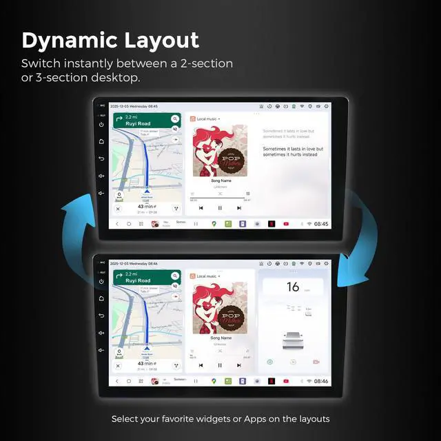 Alt view image 5 of 7 - DUDUAUTO DUDU3 Car Radio for Nissan Rogue T32 2014-2020 Stereo Update 8-Core 4+64GB 10" Carplay & Android Auto Head Unit w/Custom Wallpaper Layout Touch Screen for Navigation,Music